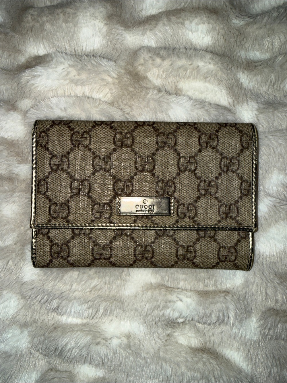 Gucci GG Supreme Canvas Vintage Long Wallet Brown Beige
